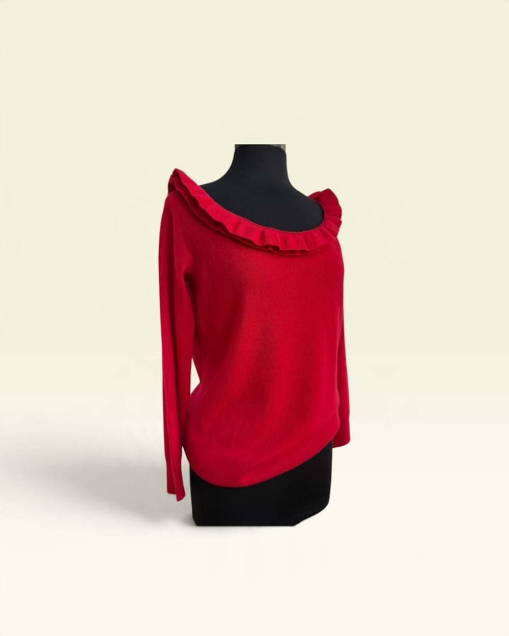 Antonio Melani Luxury Collection 100% Cashmere Red Ruffle Sweater Size L NWT